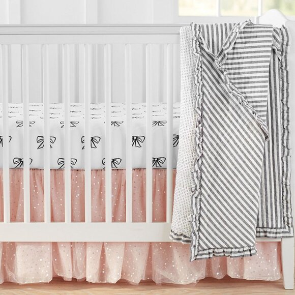 Pottery Barn Kids Emily & Meritt Ruffle Candy Stripe Crib Quilt 36” x 50” - Picture 11 of 11